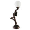 Lady Figure Table Lamp with Crackle Glass Ball Shade