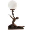 Kneeling Lady Table Lamp with Crackle Glass Ball Shade